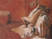 Edgar Degas Lady toweling off her body after bath oil painting on canvas